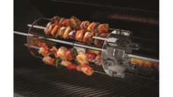 Napoleon Rotisserie Stainless Steel Shish Kebab Set - 64008 -Barbecue Store 64008 shish kebab wheel in use Chicken Veggies 1000x563 1