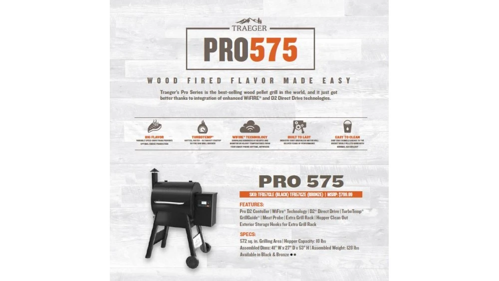 Traeger - Pro D2 575 Pellet BBQ - Free Cover & Folding Front Shelf 7 Traeger - Pro D2 575 Pellet BBQ - Free Cover & Folding Front Shelf - Image 5