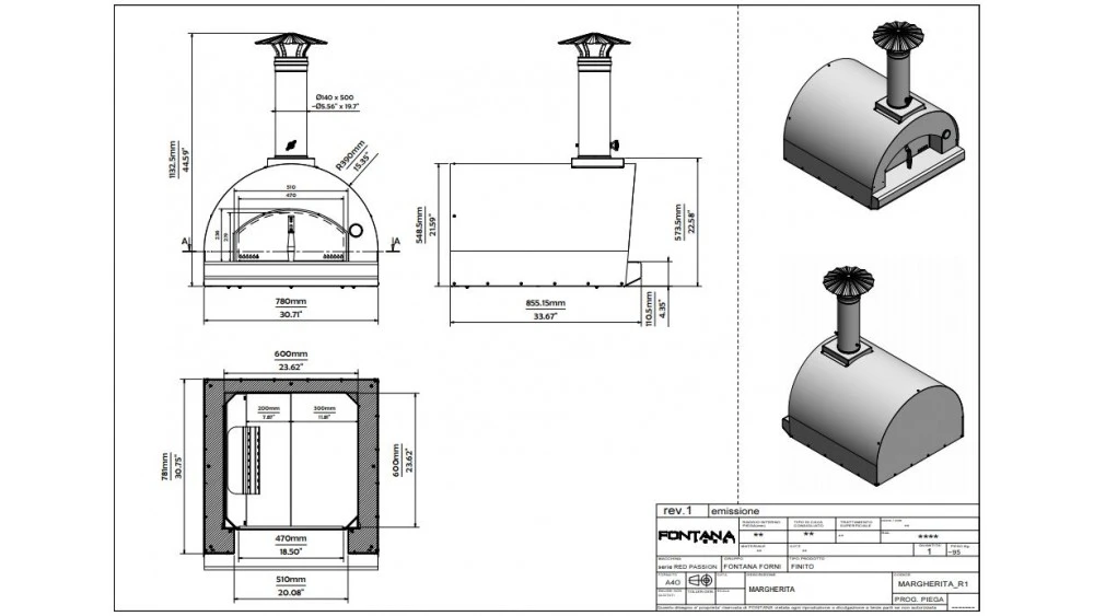 Fontana - Margherita Built In Wood Pizza Oven - Anthracite 4 Fontana - Margherita Built In Wood Pizza Oven - Anthracite - Image 2
