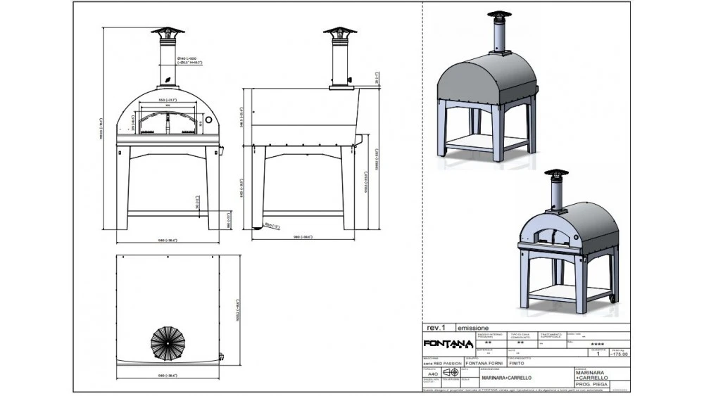 Fontana - Marinara Wood Pizza Oven With Trolley - Stainless Steel 4 Fontana - Marinara Wood Pizza Oven With Trolley - Stainless Steel - Image 2
