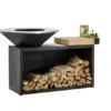OFYR - Island Black 100 With Teak Block -Barbecue Store ofyr20island20black2010020with20rubberwood20block 1000x563 1